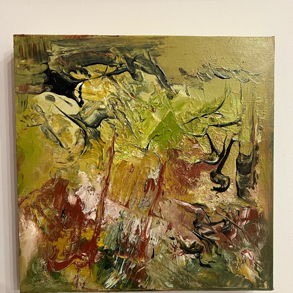 Abstract Green and Yellow Textured Canvas Wall Art